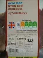 Mängden socker i extra lean British beed escalopes