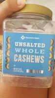 Mängden socker i Unsalted whole cashew
