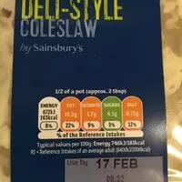 Mängden socker i Deli style coleslaw