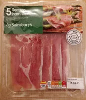 Mängden socker i 5 Spanish air dried Serrano ham slices