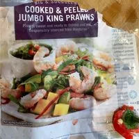 Mängden socker i Cooked and peeled jumbo raw prawns