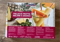 Mängden socker i Follie di frutta melone e ananas