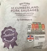 Mängden socker i British 12 cumberland pork Sausages