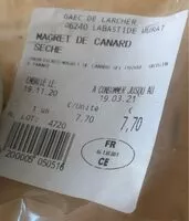 Mängden socker i Magret de canard séché