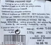 Mängden socker i Grana Padano