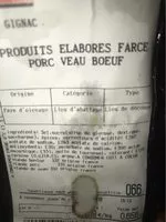 Mängden socker i Produits elabores farce porc veau boeuf