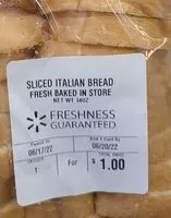 Mängden socker i Sliced Italian Bread