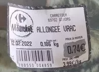 Mängden socker i Tomate allongée vrac