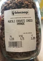 Mängden socker i Muesli crousti choco amande