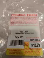 Mängden socker i Swordfish steaks