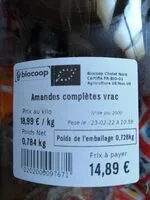 Mängden socker i Amandes complètes vrac