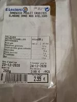 Mängden socker i Sandwich poulet crudités