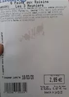 Mängden socker i Pain aux raisins les 3 meuniers