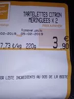 Mängden socker i Tartelettes citron meringuée x2