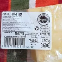 Mängden socker i Cantal jeune AOP