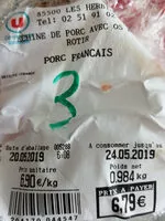 Mängden socker i échine de porc avec os