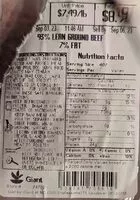 Mängden socker i 93% Lean Ground Beef 7% Fat
