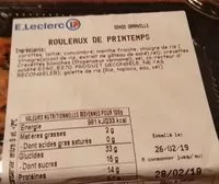 Mängden socker i Rouleau de printemps