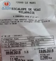 Mängden socker i Escalope de veau milanaise