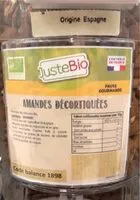 Mängden socker i Amandes décortiquées
