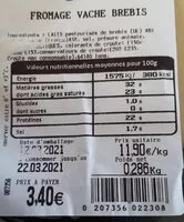 Mängden socker i Fromage vache brebis