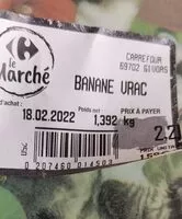 Mängden socker i Banane vrac