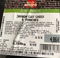 Mängden socker i Jambon cuit choix 5 tranches