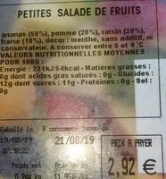Mängden socker i Petites salade de Fruits