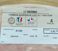 Mängden socker i Jambon supérieur cuit au torchon