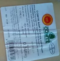 Mängden socker i Comté AOP 12 mois