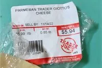 Mängden socker i Parmesan Trader Giotto’s Cheese