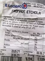 Mängden socker i Fromage etchola