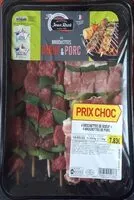 Mängden socker i 4 brochettes de bœuf + 4 brochettes de porc
