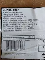 Mängden socker i Comté AOP