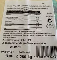 Mängden socker i Ossau Iraty AOP