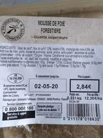 Mängden socker i Mousse de foie forestière