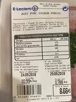 Mängden socker i Roti de porc oignon persil