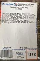 Mängden socker i Taboule oriental aux raisins