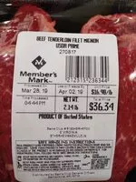 Mängden socker i Beef tenderloin fillet mignon