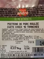 Mängden socker i Poitrine de porc roulée