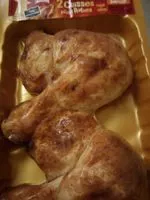 Mängden socker i 2 cuisses de poulet rôties cuites, traitées en salaison