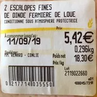 Mängden socker i Escalopes fines de dinde fermiere de loue