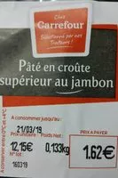 Mängden socker i Pâté en croûte supérieur au jambon