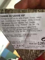 Mängden socker i Tomme de Savoie IGP