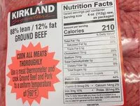 Mängden socker i Kirkland Ground Beef