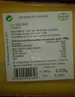 Mängden socker i Comté