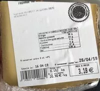Mängden socker i Comté 18 mois lait cru
