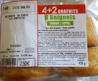 Mängden socker i 6 Beignets Pomme / Appel