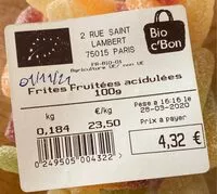 Mängden socker i Frites acidulées