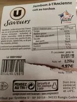 Mängden socker i Jambon à l ancienne cuit au torchon